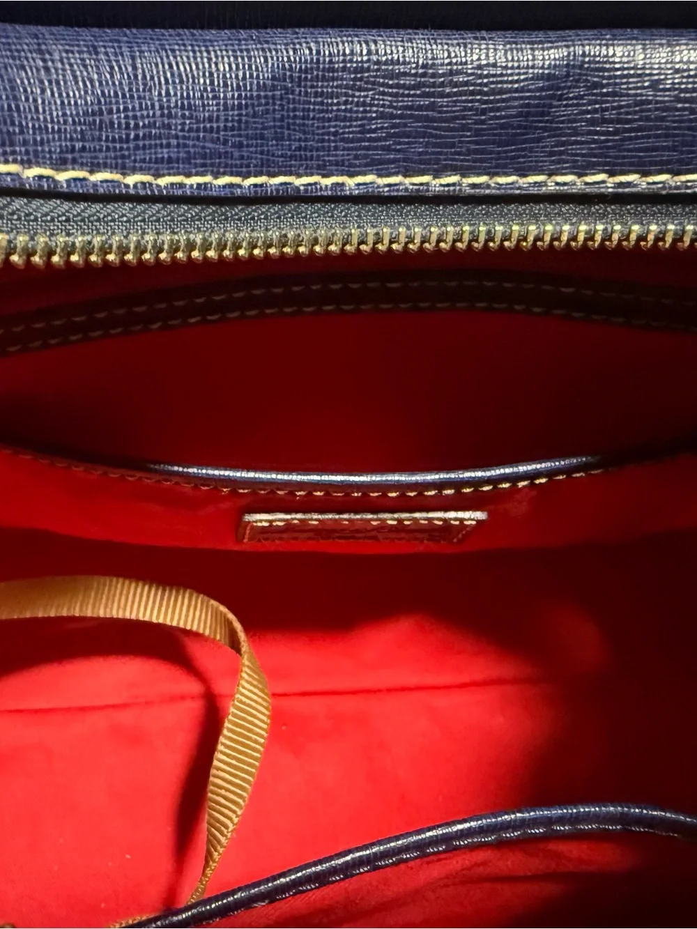 Dooney & Bourke Marine Blue Leather Hobo Bag with Tassel